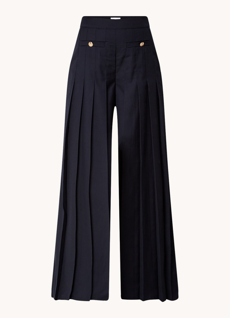 Claudie Pierlot Please: pantaloni a vita alta con gamba larga, tasche applicate e bottoni decorativi.
