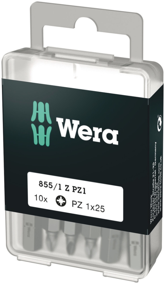 Wera 05072403001 855/1 Z DIY-kärjet Pozidriv, PZ 1 x 25 mm, 10-osainen
