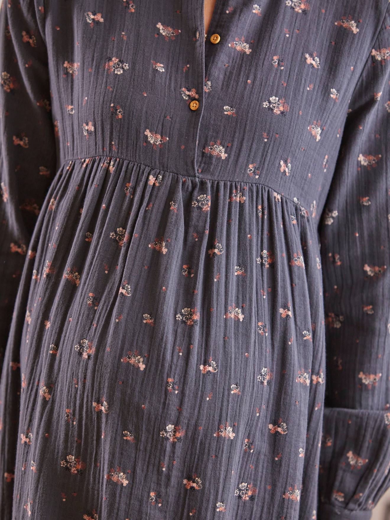 Vertbaudet Bedrucktes Kleid für Schwangerschaft & Stillzeit, Musselin - schwarz punkte