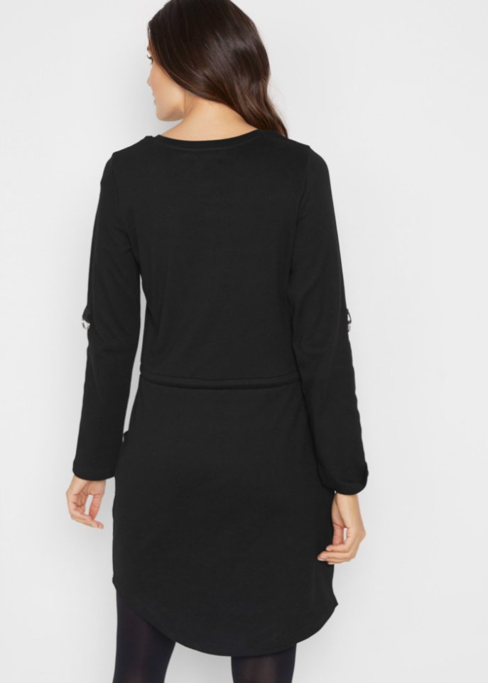 Knieumspielendes Shirtkleid aus schwerer Baumwoll-Ware, mit Taschen