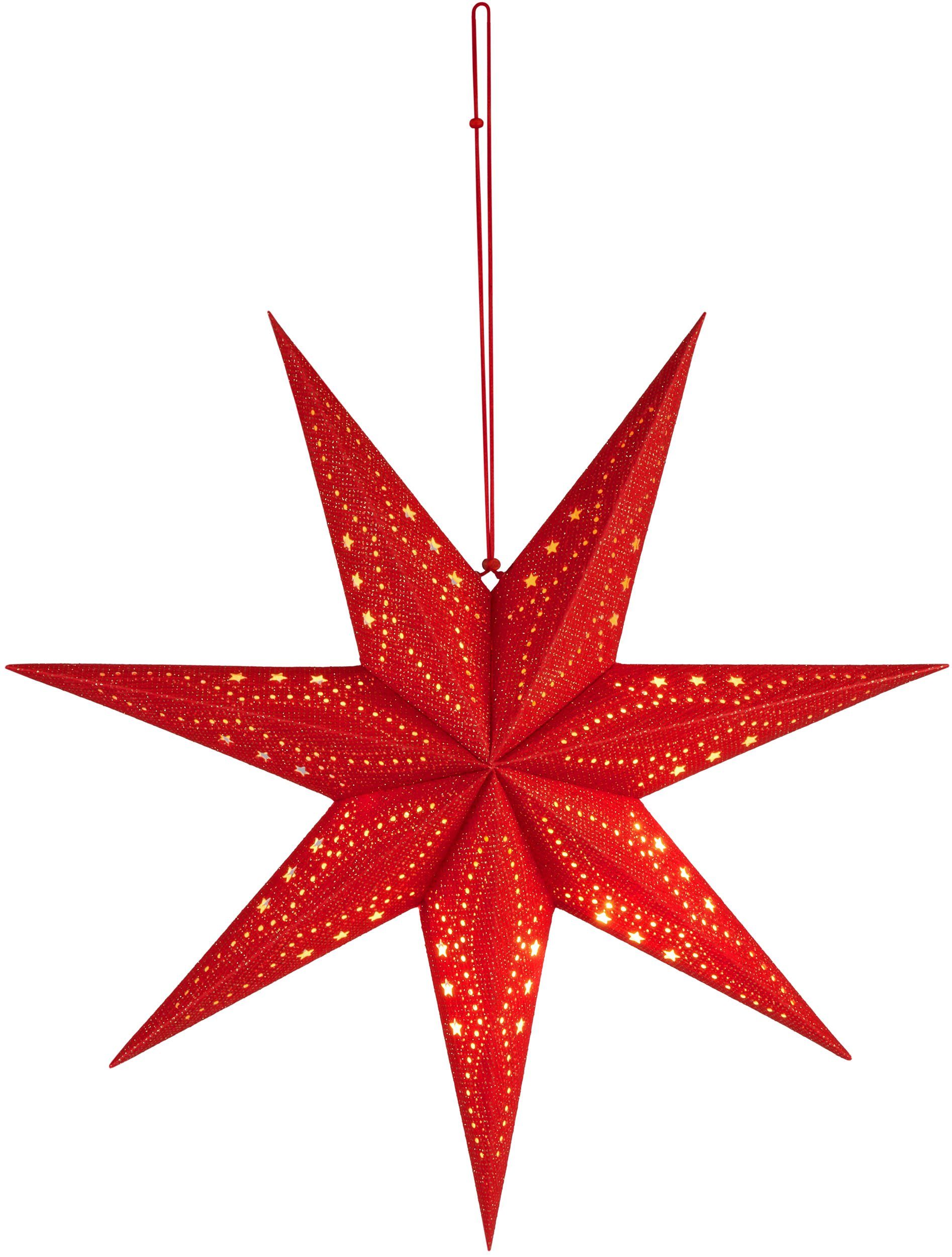 BRUBAKER Dekostern 3D Weihnachtsstern zum Aufhängen - Fenster Papierstern mit E14 Fassung, 1 St., 60 cm Deko Adventsstern - Weihnachten Leuchtstern mit 3,5 m Kabel