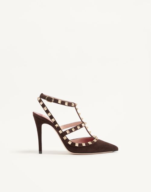 Sapato de salto Rockstud de camurça de 100 mm
