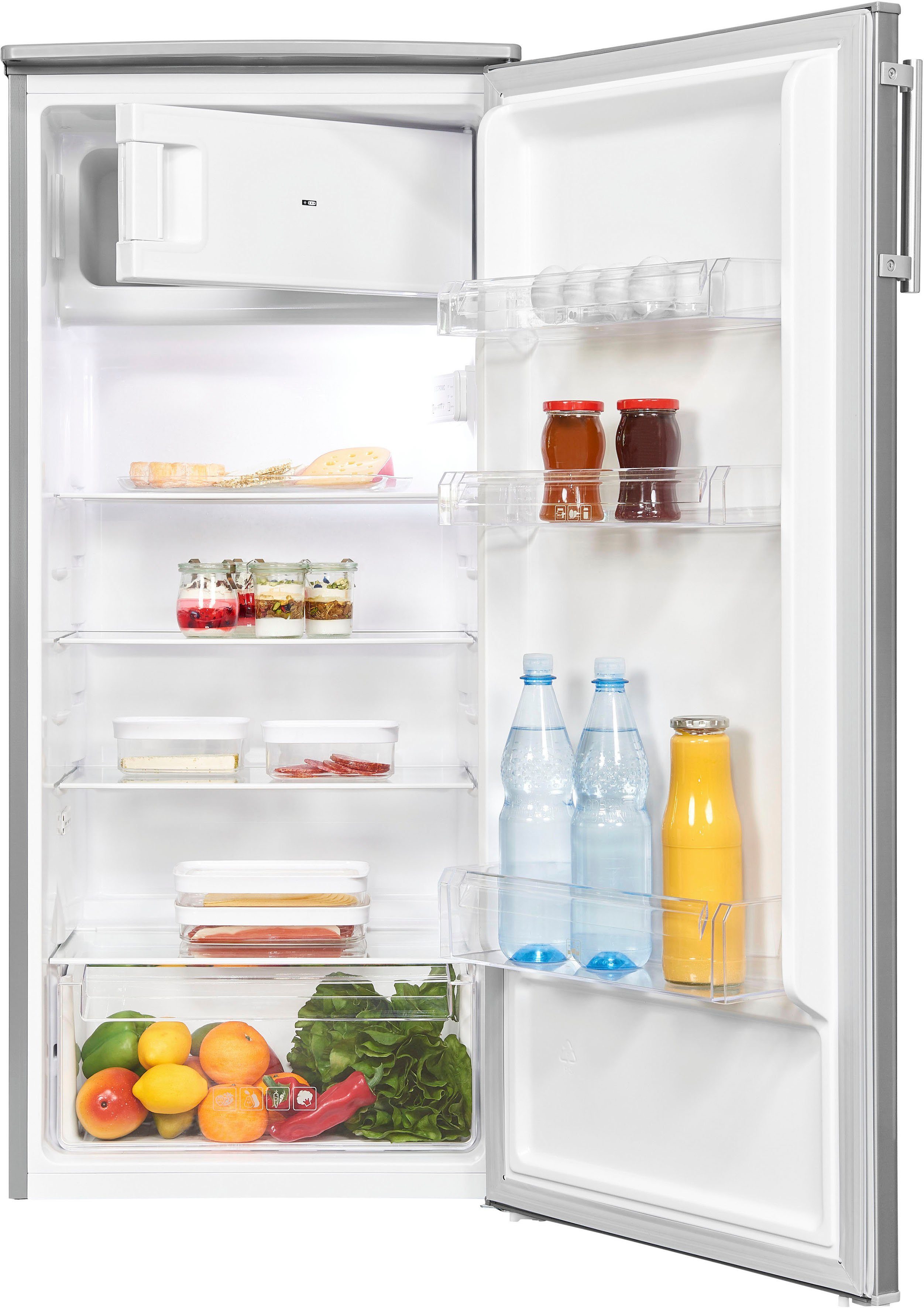 exquisit Kühlschrank KS185-4-HE-040E inoxlook, 122 cm hoch, 55 cm breit