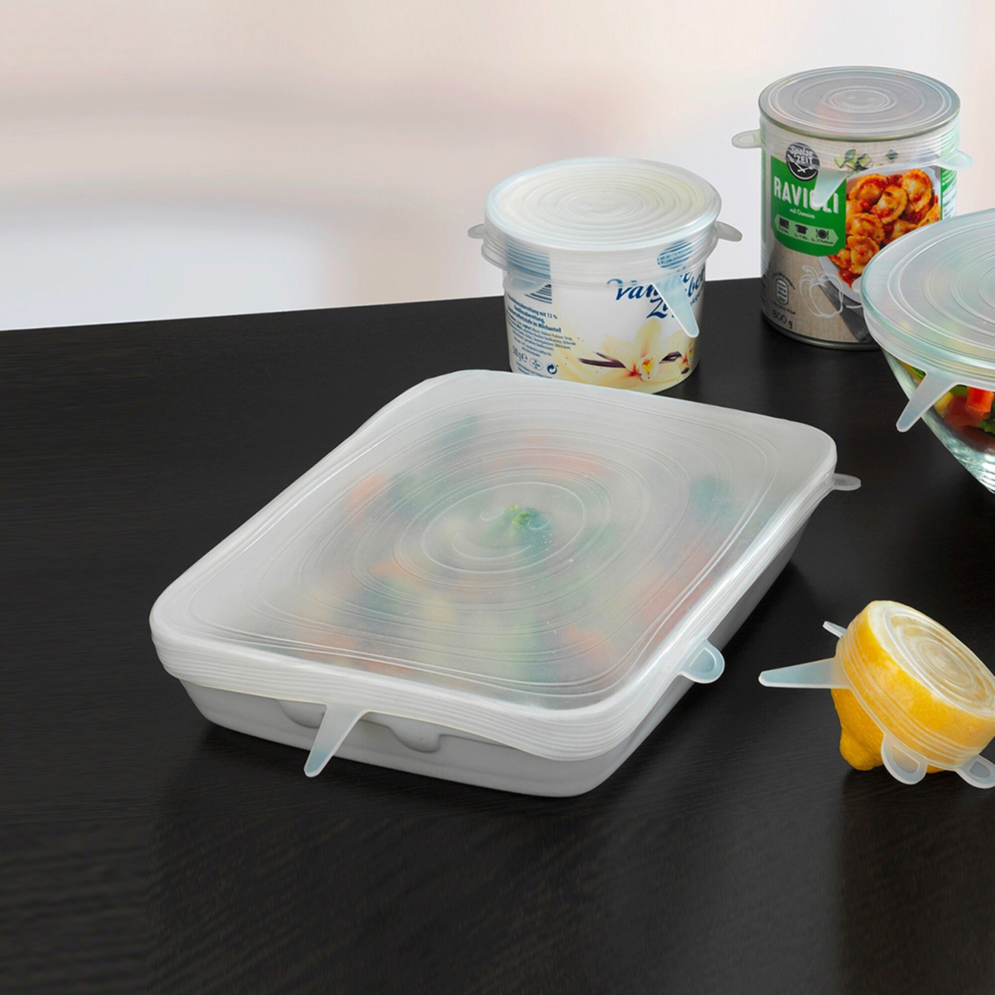 Couvercle extensible en silicone transparent