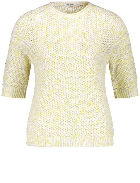 Halbarm-Pullover in Lochstrick