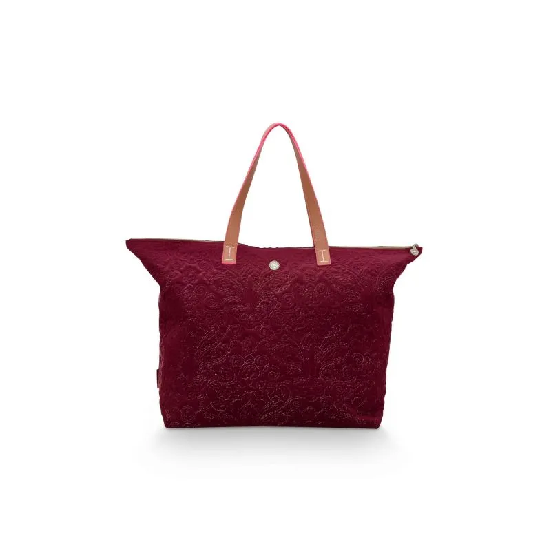 Pip Studio Tote Bag Velvet Quiltey Days - Red