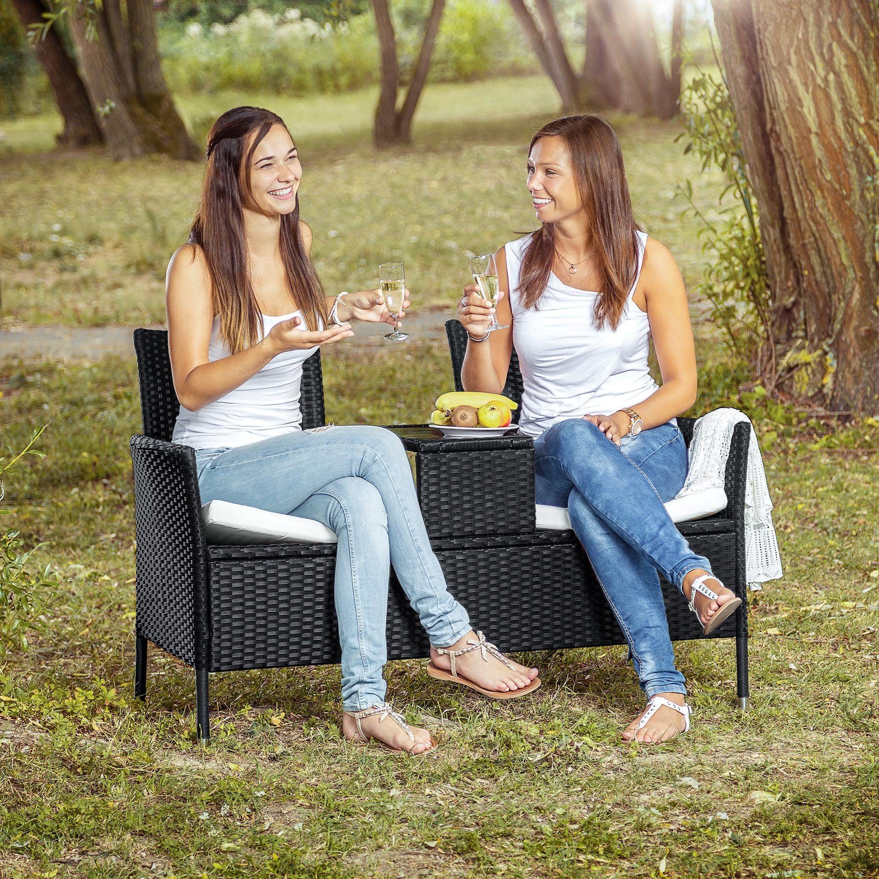 tectake Rattanstuhl Narbonne (1er, 1 St), Abnehmbare Sitzgarnitur