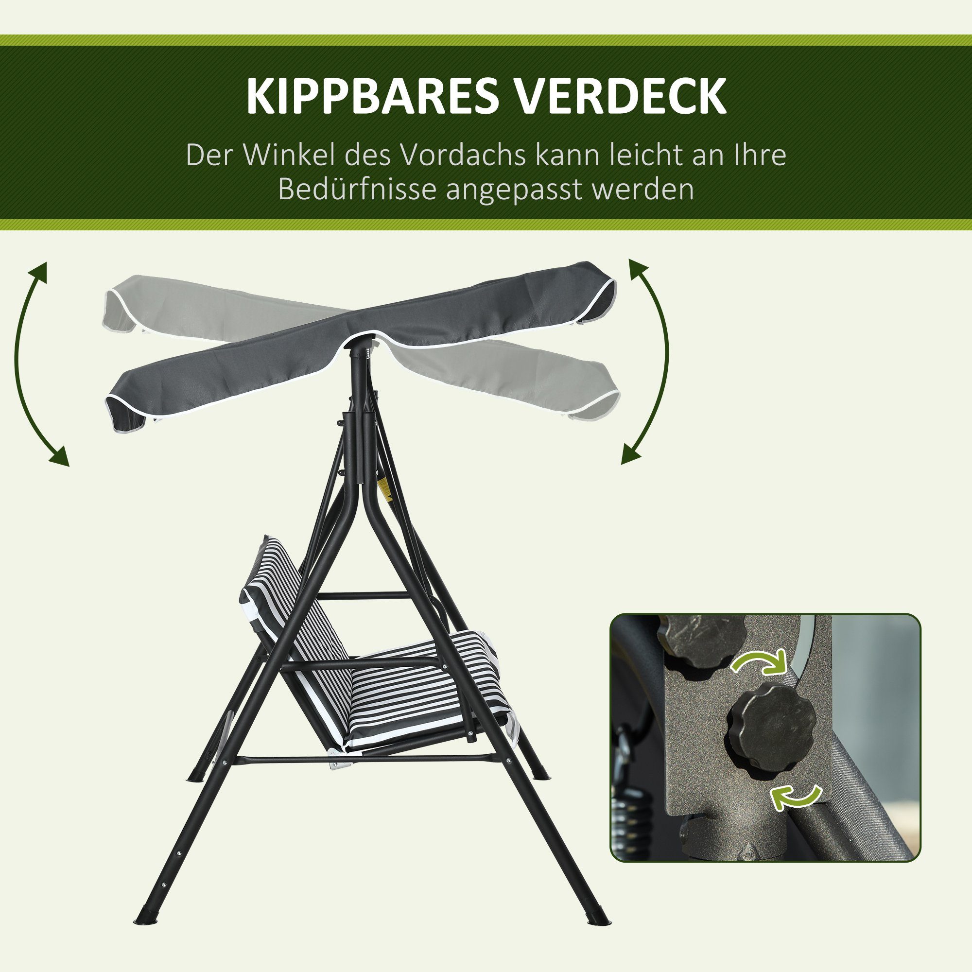 Outsunny Hollywoodschaukel Hollywoodschaukel, 3-Sitzer, Set, 1 tlg., 1 x Hollywoodschaukel, BxTxH: 172x110x153 cm