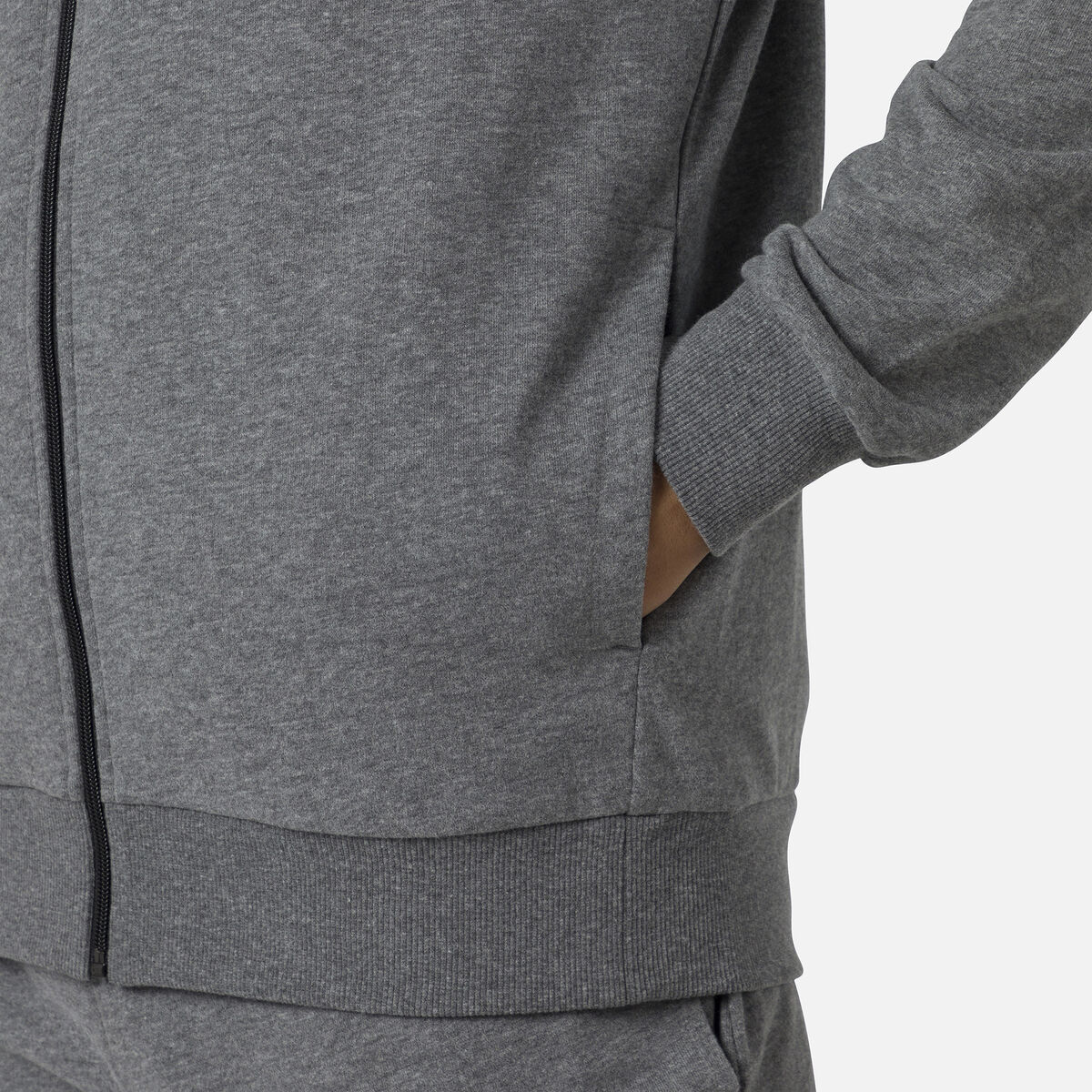 Herrensweatshirt mit Kapuze, Logo und durchgehendem Reißverschluss
