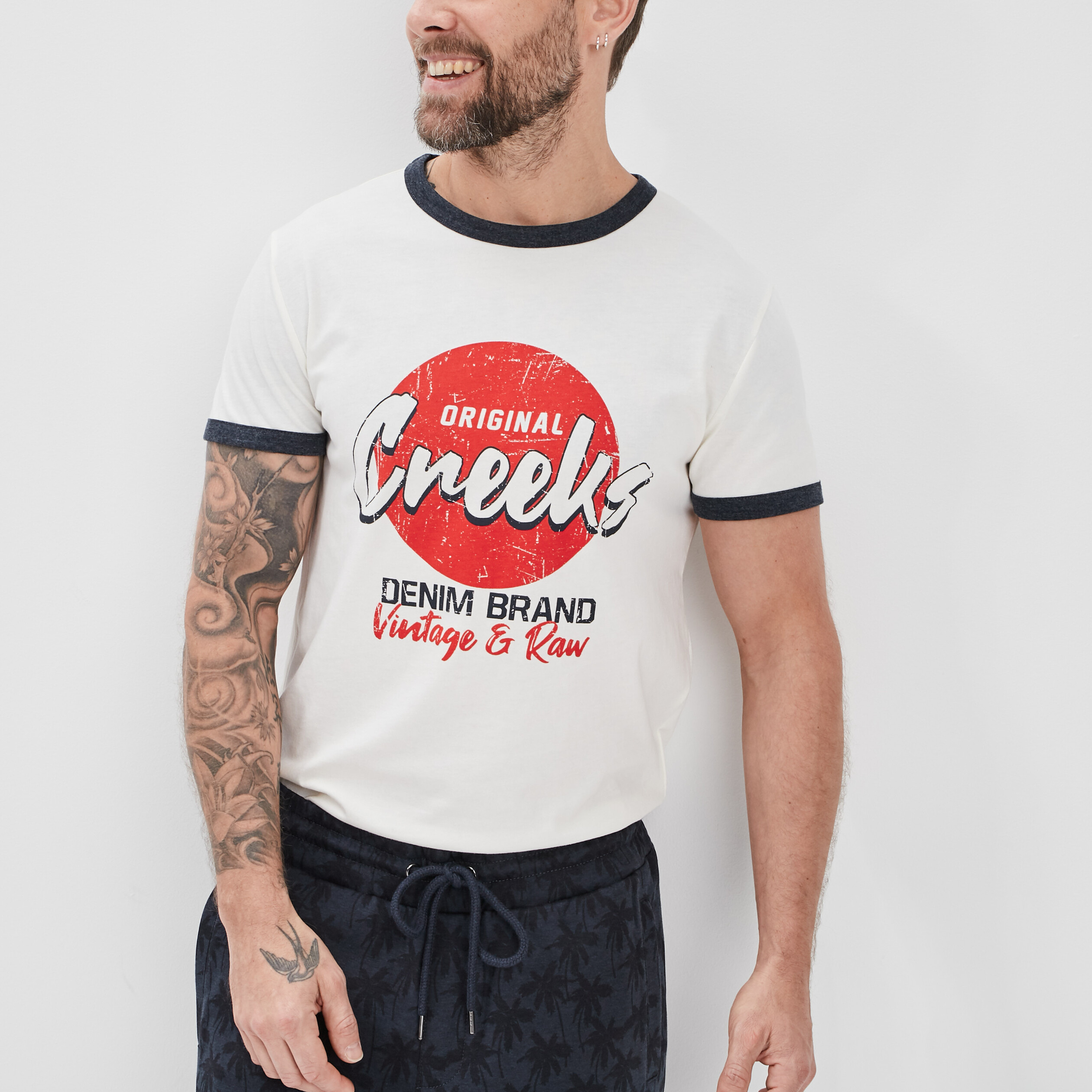 T-shirt manches courtes Creeks ivoire homme | La Halle