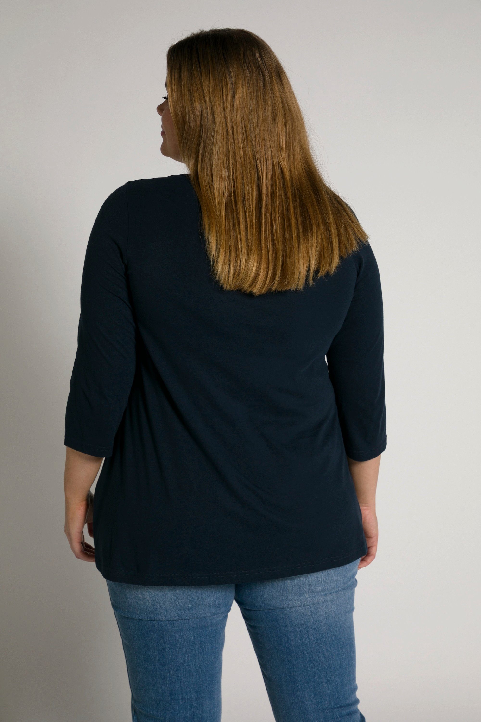 Ulla Popken Umstandsshirt Bellieva-Shirt Wickeloptik Stillfunktion 3/4-Arm