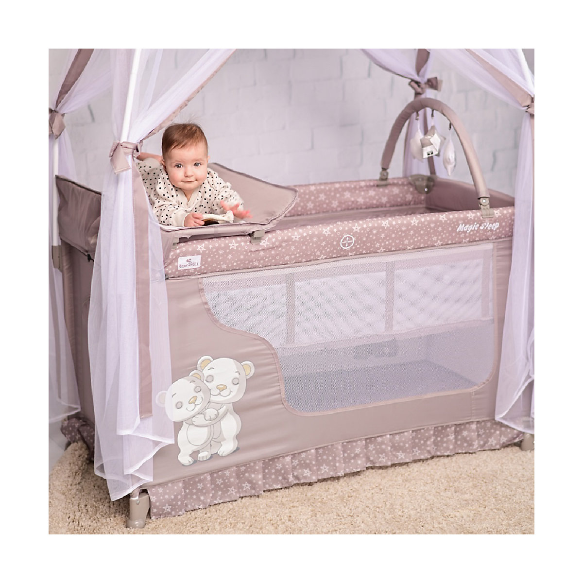 Reisebett Magic Sleep, 2 Ebenen, Faltmatratze, Wickelauflage, Mobile Reisebetten