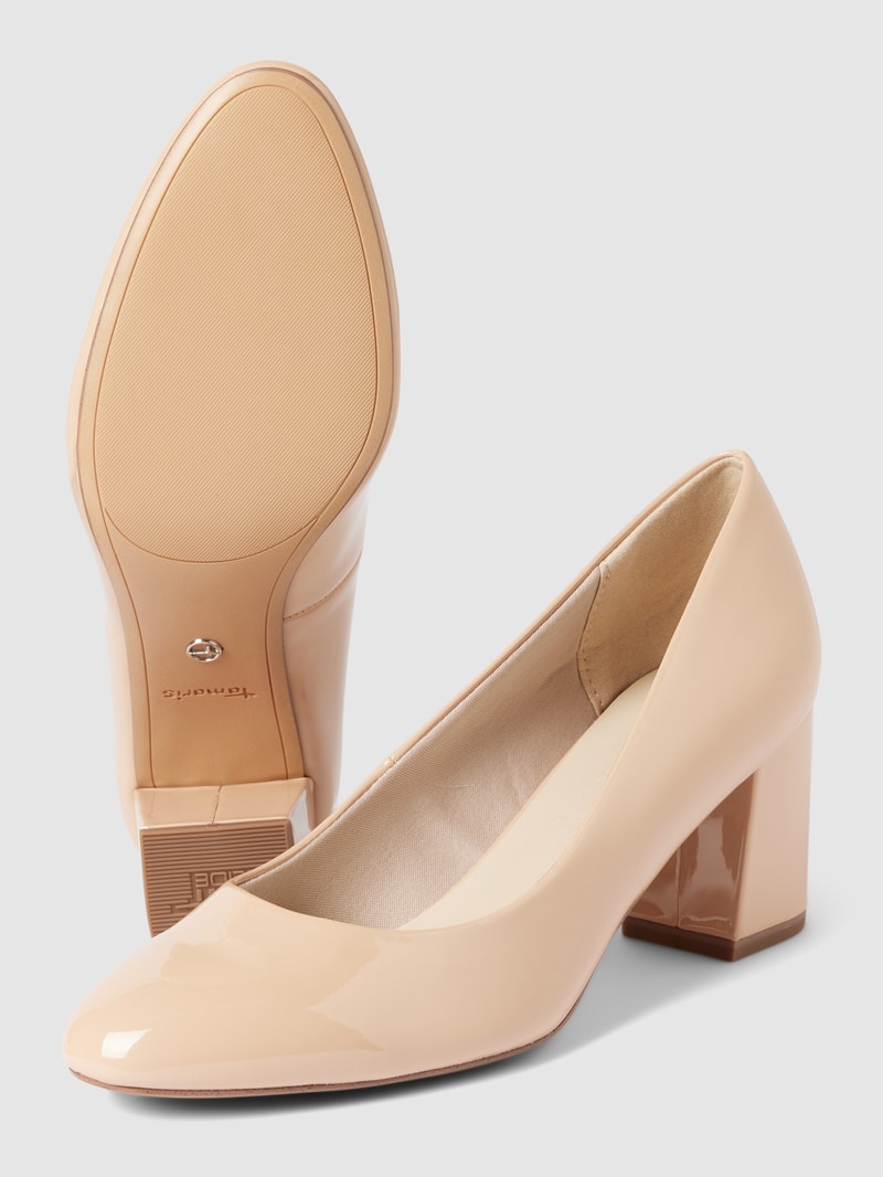 Pumps aus Leder mit abgerundeter Spitze in beige