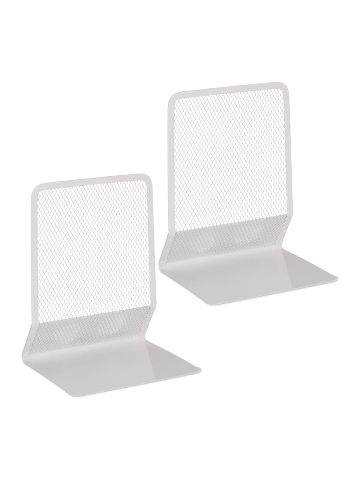 relaxdays 2 x Buchstütze in Weiß - (B)13,5 x (H)17 x (T)10,5 cm günstig kaufen onesize