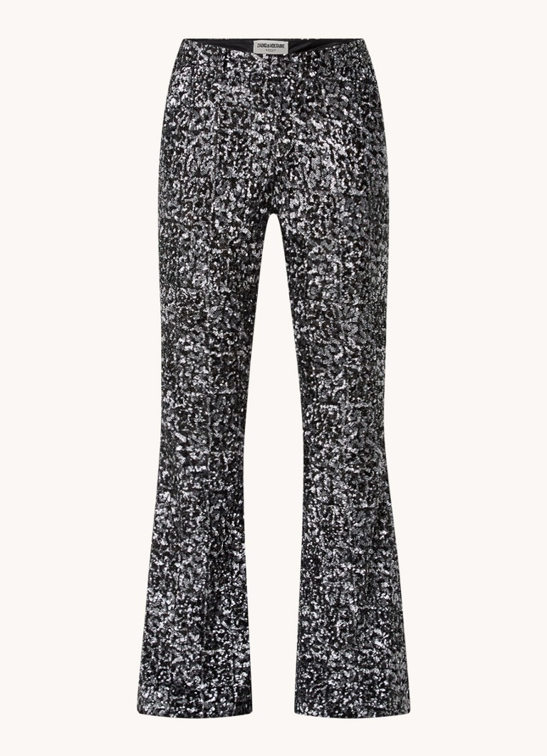Pantaloni evazați cu talie înaltă din colecția Prevy de la Zadig&Voltaire, decorați cu paiete.