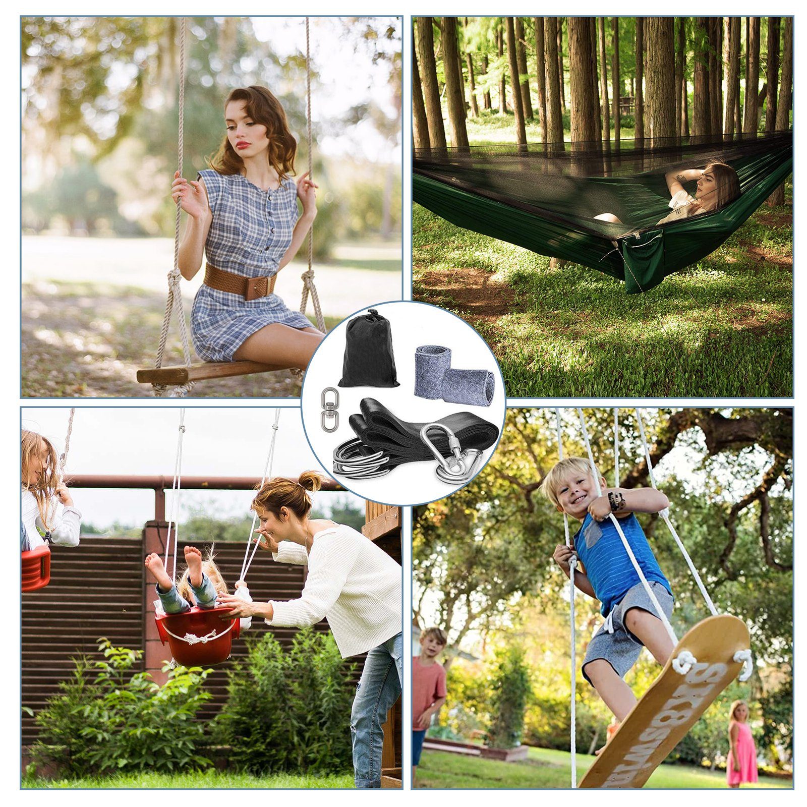 CALIYO Hängematte Hängematten Befestigung 1 Paar Schaukel Befestigung Swing Hanging Gurt, Kit Aufhängeset Hängematte Hängesessel Wasserdicht