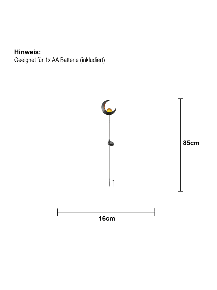 STAR Trading Solar LED Gartenstecker 85cm Mond Beleuchtung Garten Kugel Außen Deko günstig kaufen onesize