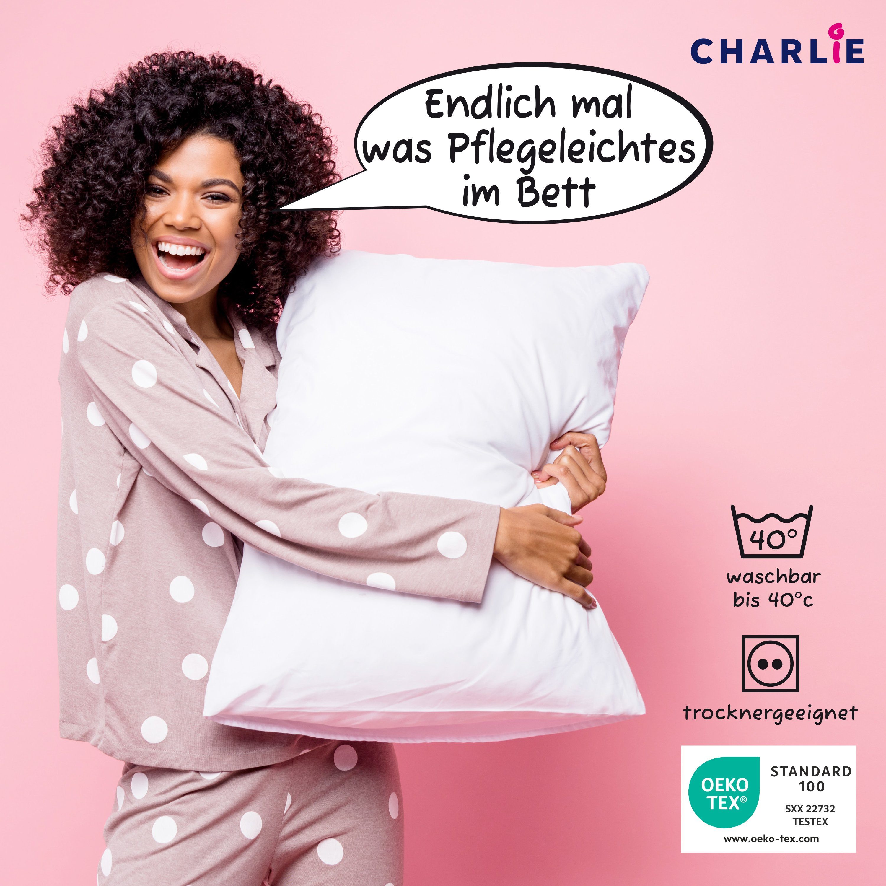 3-Kammer-Kopfkissen CHARLIE Dreikammerkissen in 40x80 oder 80x80 mit starker Stützkraft, Koru Style, Füllung: 100% silberweiße neue Entenfedern + 100% Polyester-Faserbällchen, Made in Germany, allergikerfreundlich, 