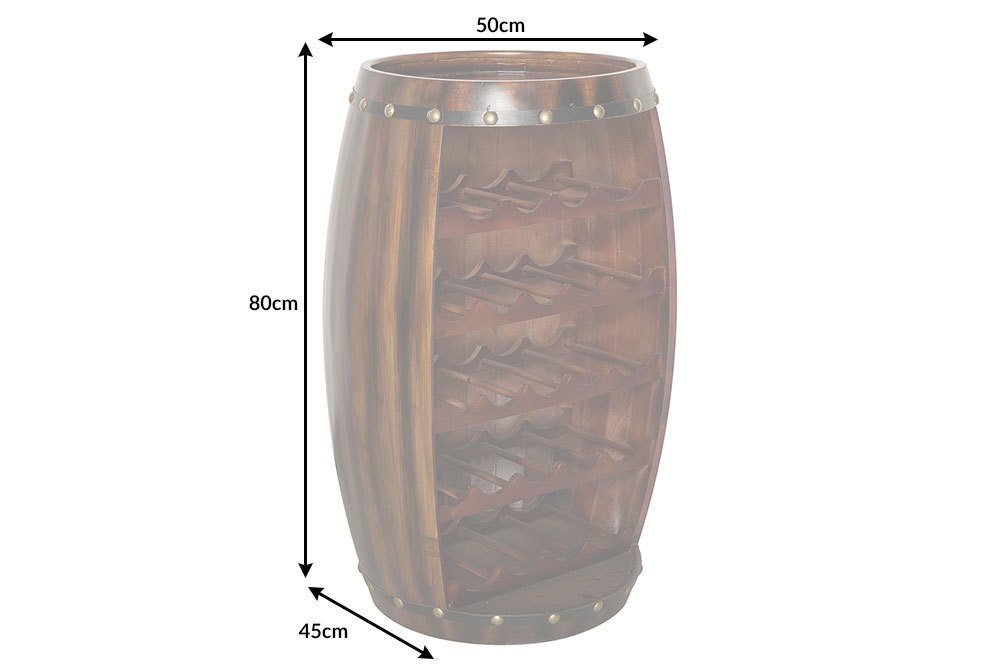 riess-ambiente Weinregal BODEGA 80cm coffee, Einzelartikel 1-tlg., Holz · Flaschen · Fass · Pinie