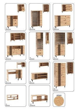 Beautysofa Kommode L3, eintürig Stauraumkommode, mit drei Schubladen, mit Lamellen, in loft Stil
