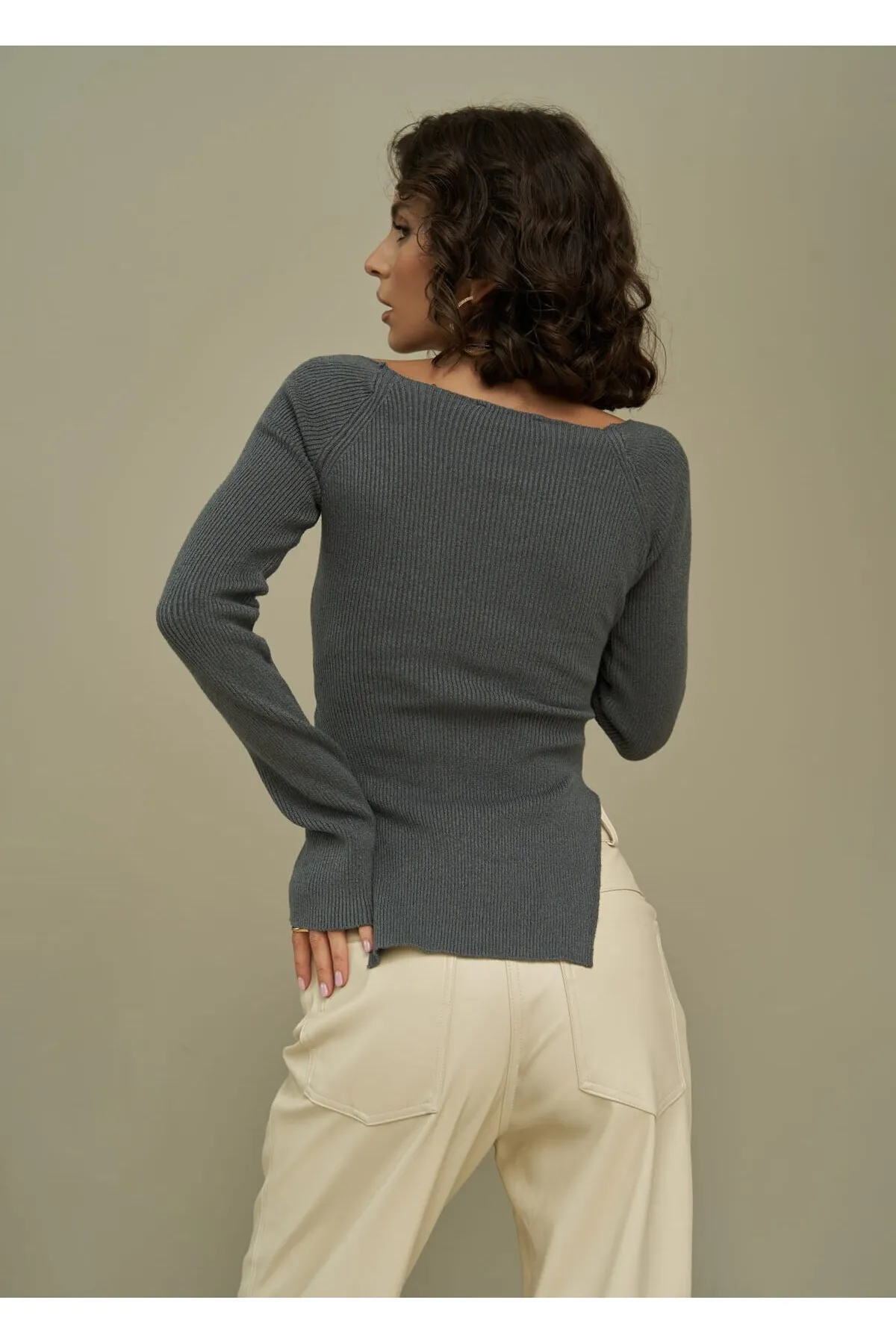 MAİ COLLECTİON  Change Bluse aus geräuchertem Strick