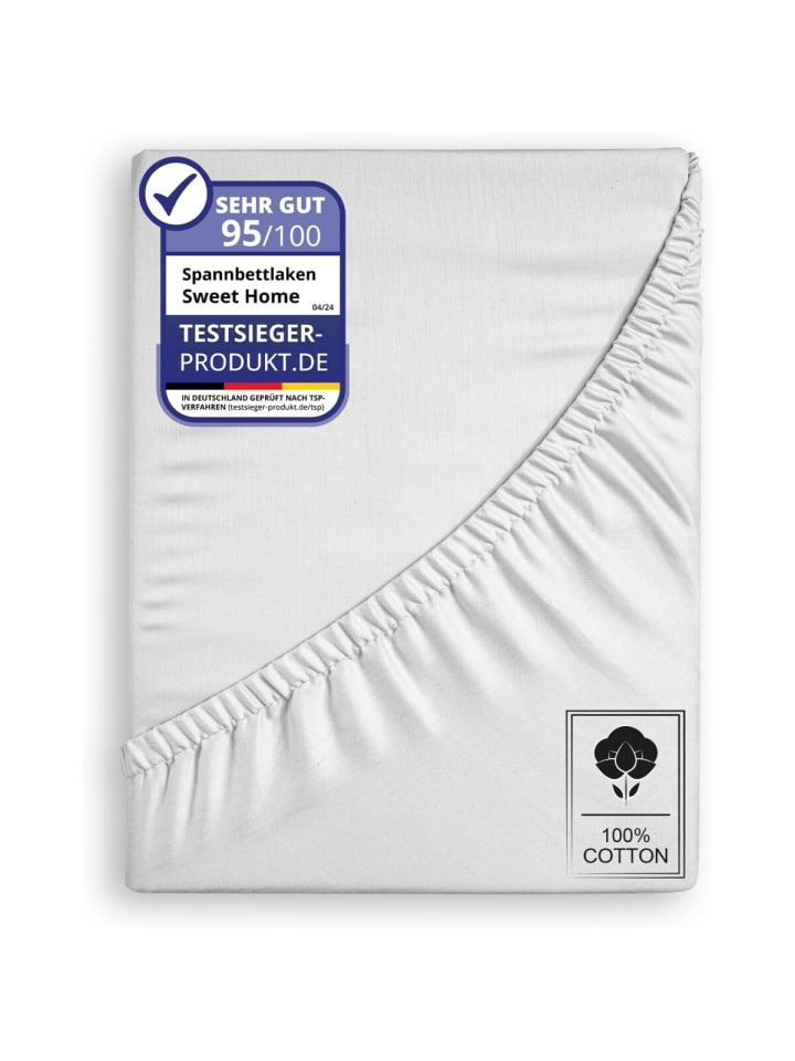 COFI 1453 Jersey Spannbettlaken Spannbetttuch 100% Baumwolle Bettlaken Betttuch in Weiß günstig kaufen