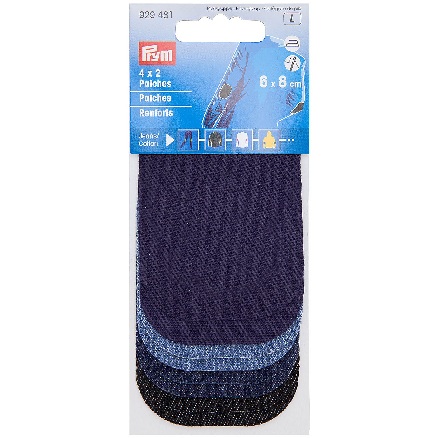 Prym Jeans-Patches Mini, Größe: 8 x 6 cm, Farbe: jeans/dunkelblau/marine, Inhalt: 4 Paar