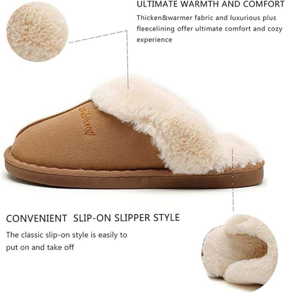Blusmart Warme Hausschuhe Hausschuh (Anti-Rutsch Hausschuhe, Wärmeschuh, Winter Hausschuhe) Damen&Herren rutschfeste Baumwollschuhe Plüsch Hausschuhe