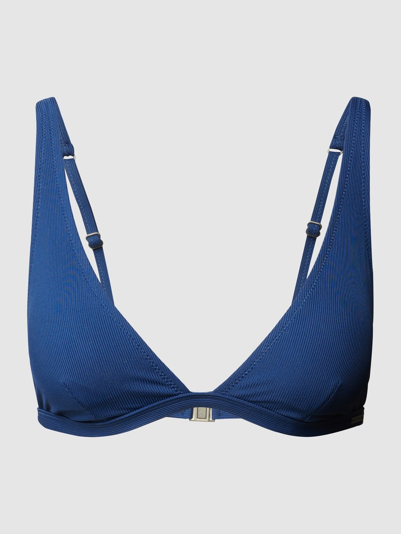 Bikini-Oberteil mit Label-Applikation in marineblau