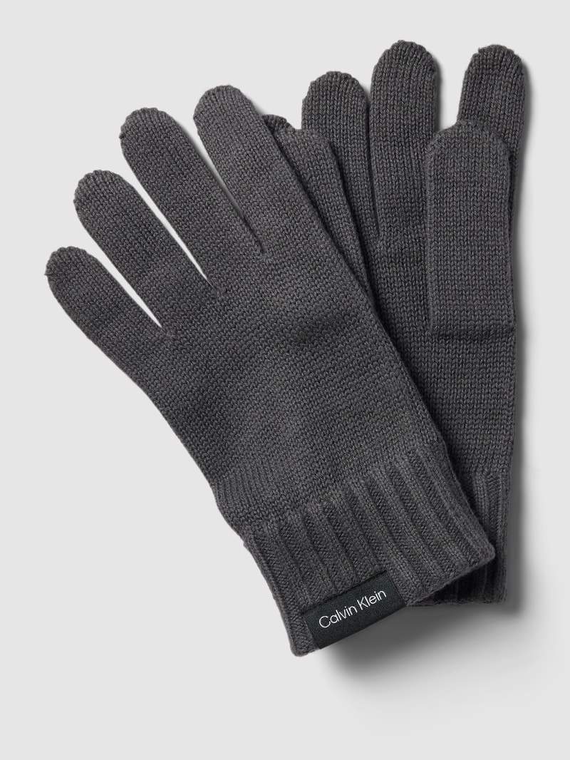 Handschuhe mit Label-Detail Modell 'CLASSIC' in mittelgrau
