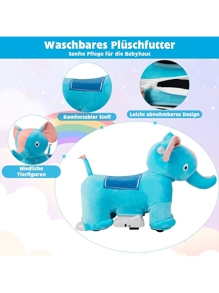 COSTWAY 6V Elektro Tierform Plüsch in Blau günstig kaufen 72 x 35 cm