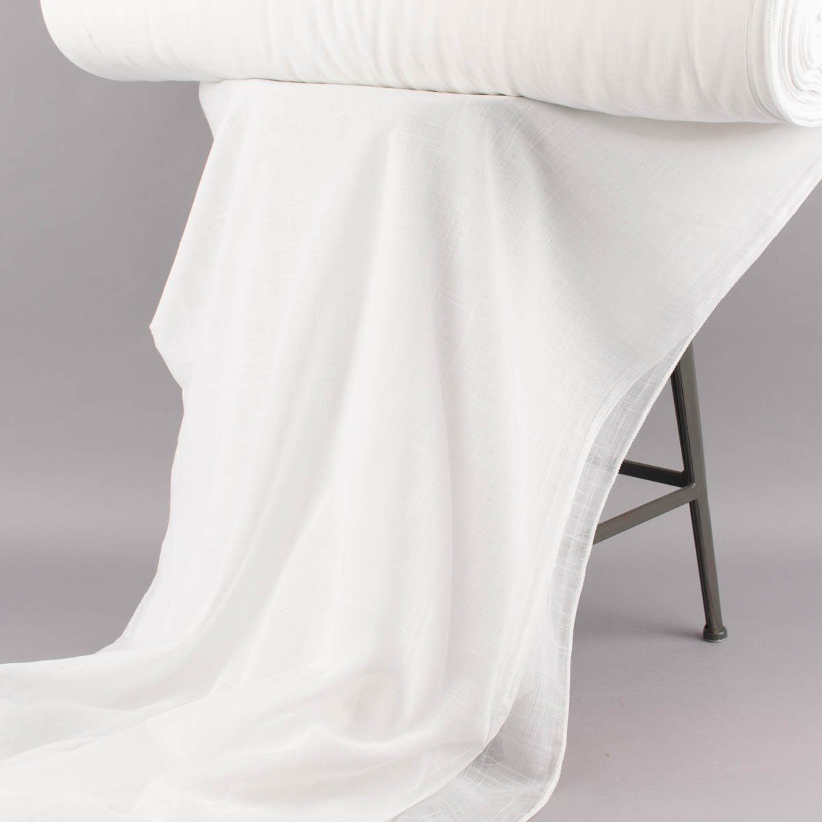 Meterware Gardinenstoff Gardinenstores Voile Leinenstruktur Noppen ecru 260cm, SCHÖNER LEBEN., leicht perforiert, Voile, mit Bleiband, pflegeleicht