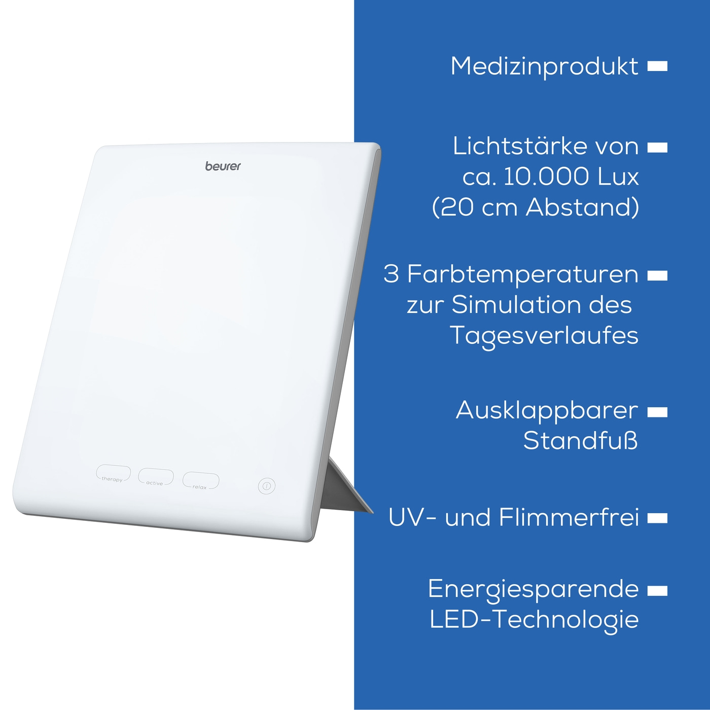 Beurer Perfect Day Tageslichtlampe TL 45-Tageslichtlampe mit Touchbedienung & 3 Tag-Nacht-Rhythmus Farbtemperaturen