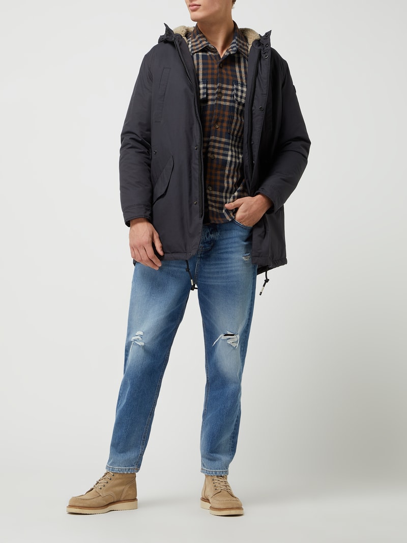 Parka mit gefütterter Kapuze in schwarz