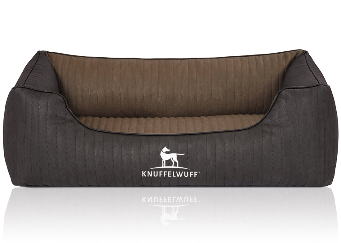 Knuffelwuff Hundebetten Knuffelwuff Orthopädisches Hundebett Outback aus laser-gestepptem Kunstleder schwarz/ gelb M-L
