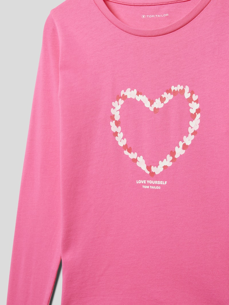Longsleeve mit Herz- und Statement-Print in pink