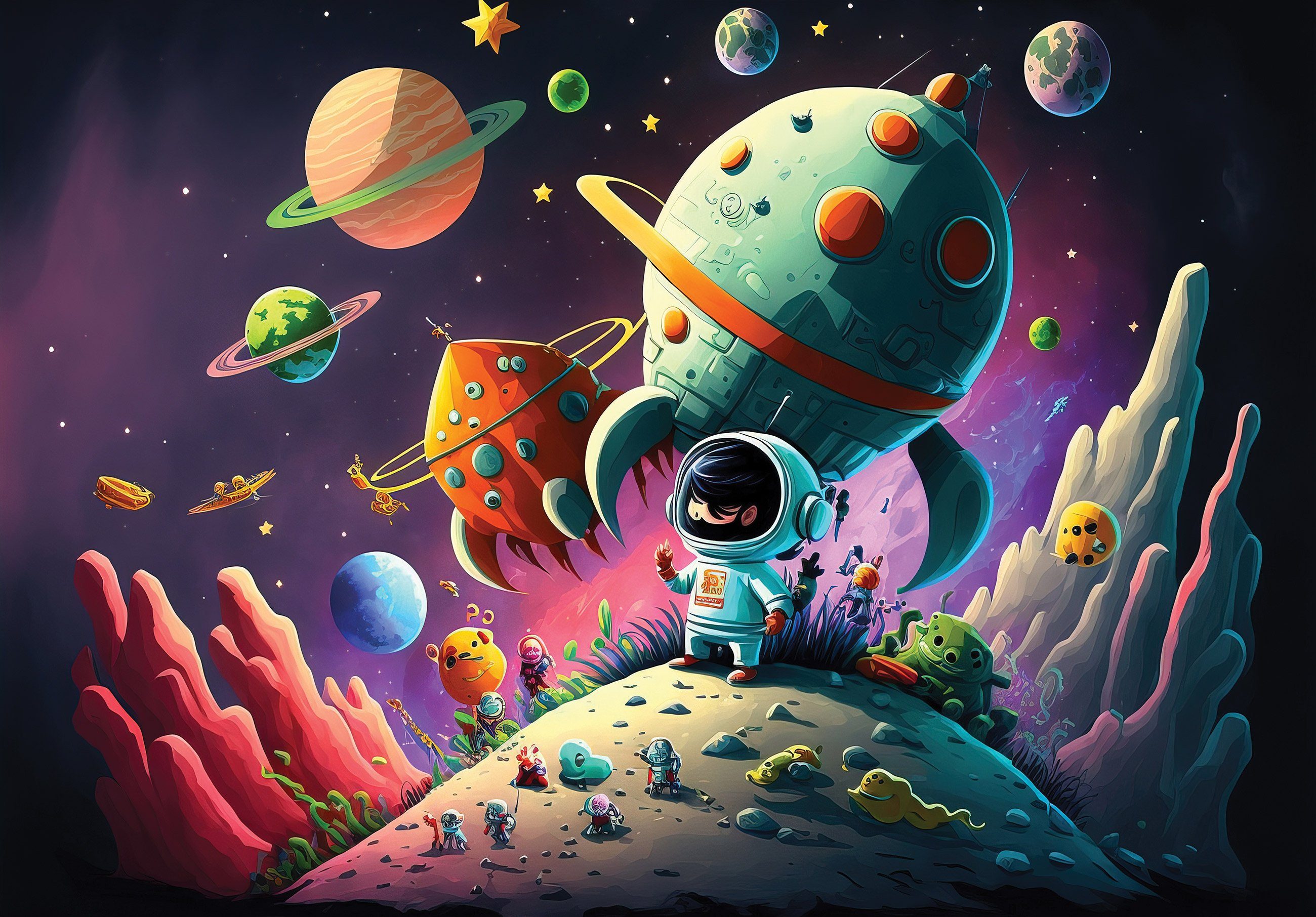 Wallarena Fototapete Kinderzimmer Jungen Mädchen Kosmos Vlies Tapete Vliestapete, Glatt, Galaxy, Kinder, Vliestapete inklusive Kleister