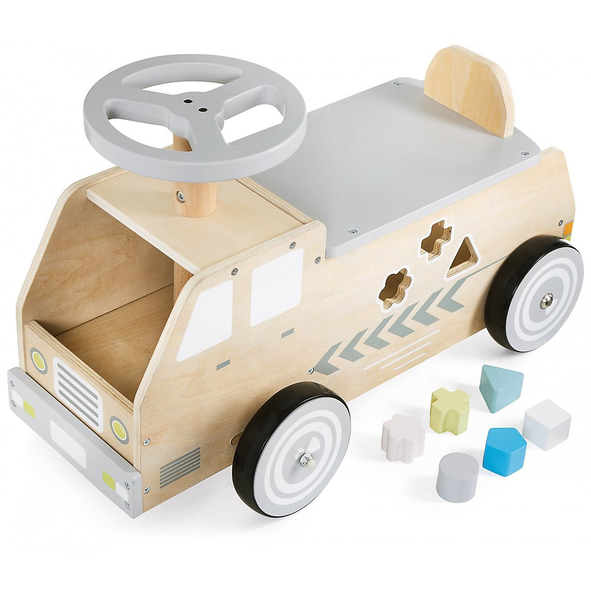 Aufsitzauto aus Holz Rutschauto mit Aufbewahrungsfach