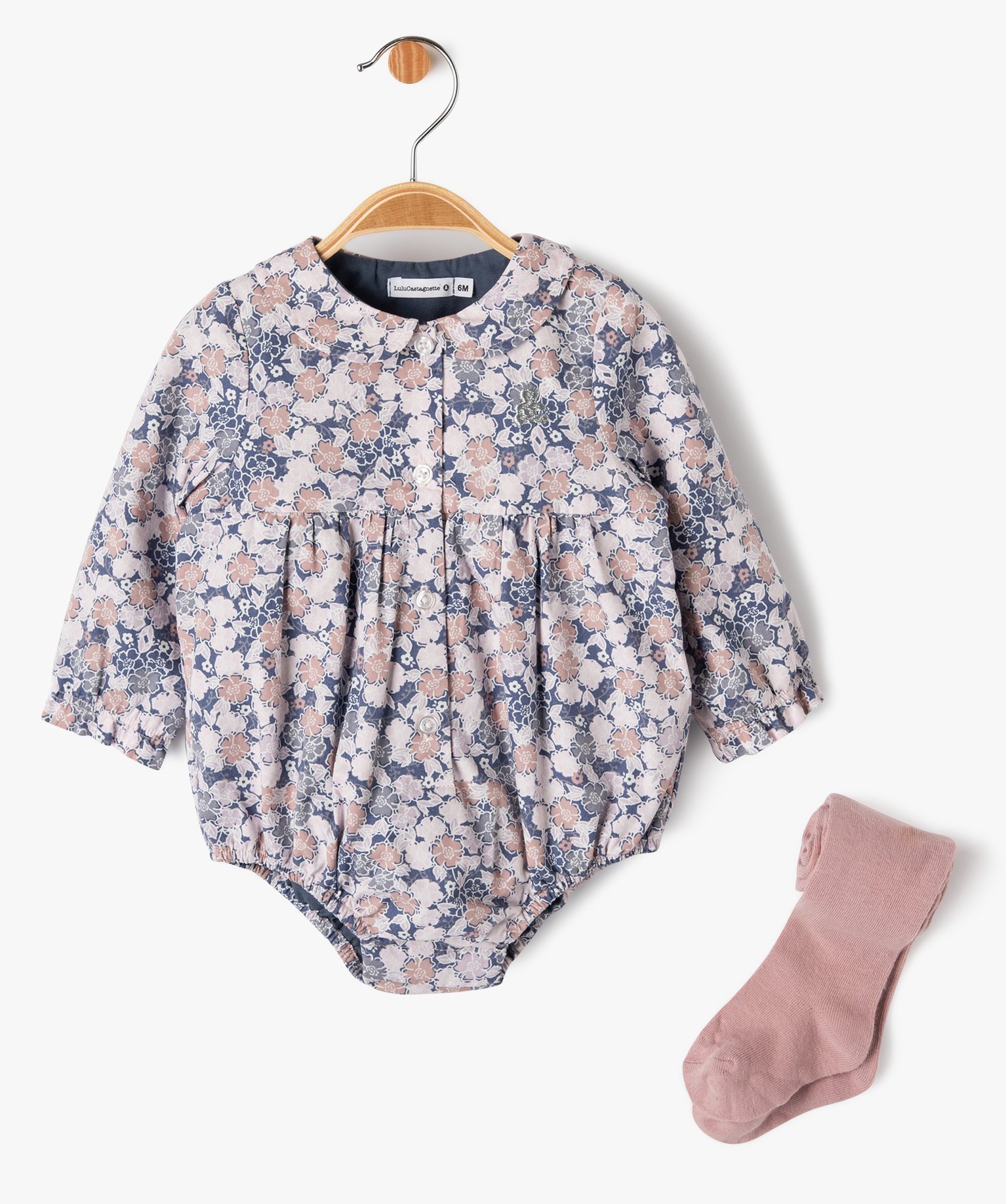 Ensemble 2 pièces barboteuse + collants chauds bébé fille... rose | GEMO