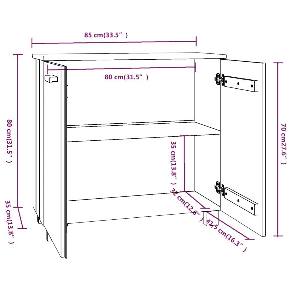 vidaXL Sideboard Sideboard HAMAR Hellgrau 85x35x80 cm Massivholz Kiefer (1 St)