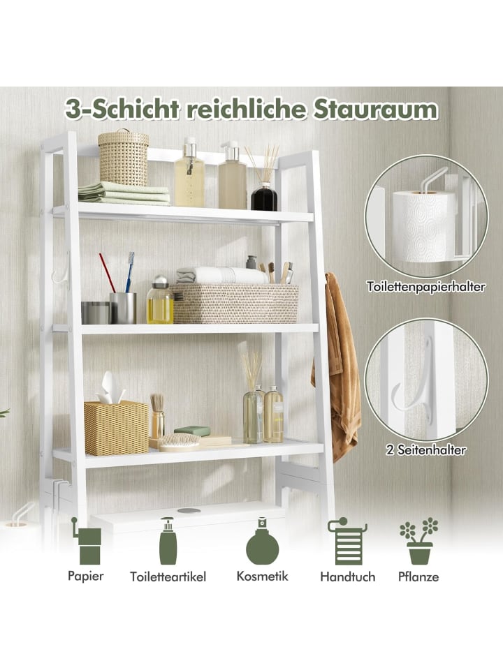COSTWAY Toilettenregal 65x28x159cm in Weiß günstig kaufen onesize