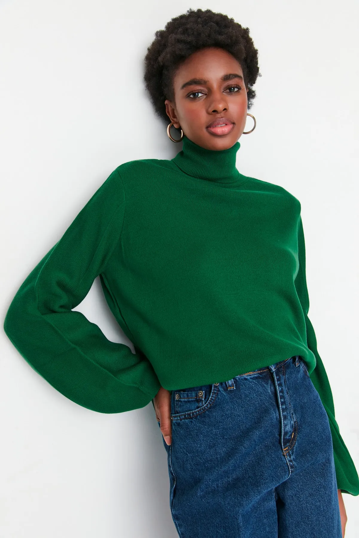 Trendyol Collection  Smaragdgrüner Basic Rollkragenpullover TWOAW21KZ0485