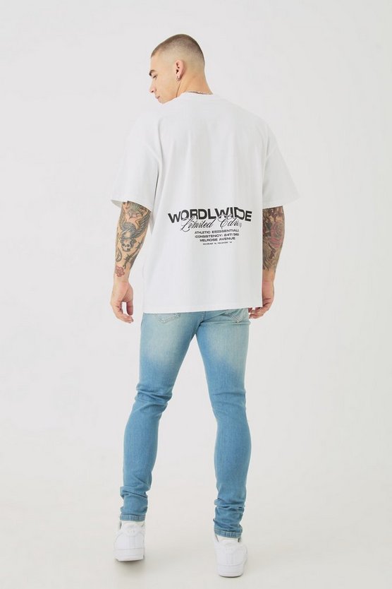 Hellblaue Skinny Stretch Jeans mit Bandana-Print