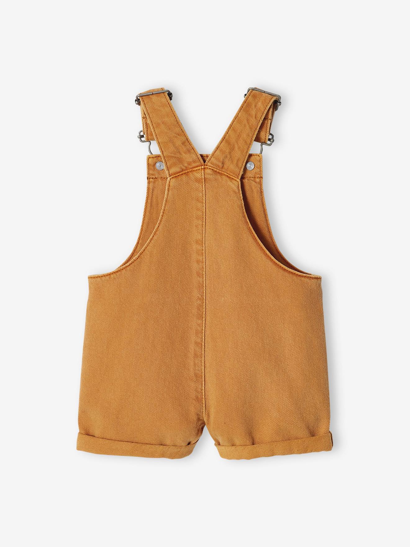 Salopette-short bébé bretelles ajustables caramel