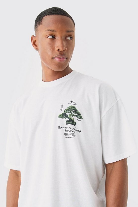 Oversize T-Shirt mit Homme Gardening Print