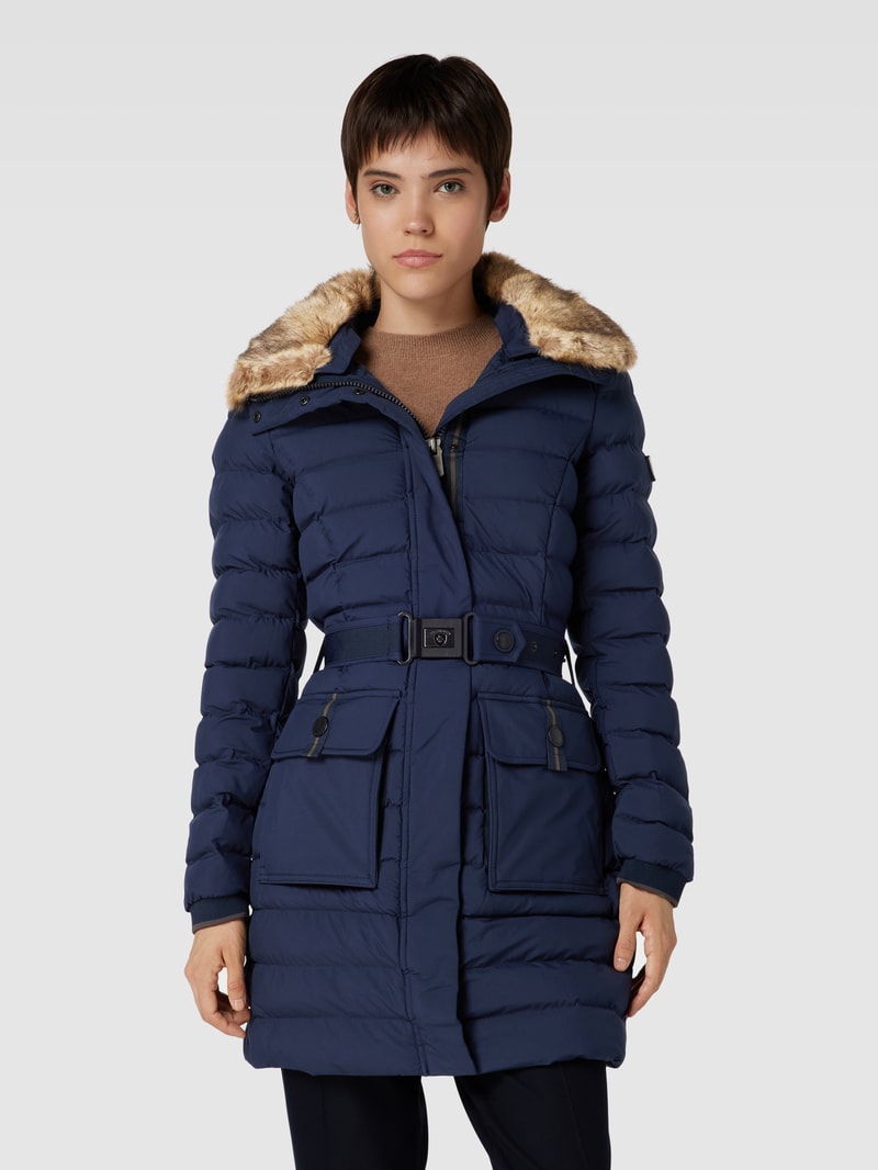 Funktionsjacke mit Kunstfellbesatz Modell 'ABENDSTERN' in marineblau