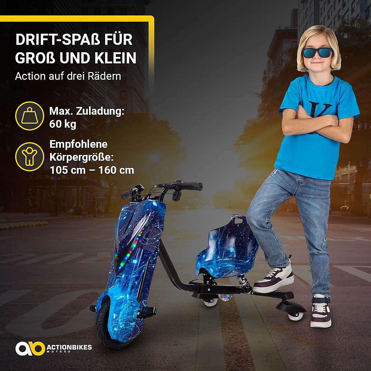 Kinder Elektrofahrzeuge Driftscooter Drifter 360 DP106 - Drift Roller Kart Car Auto - Kinderauto