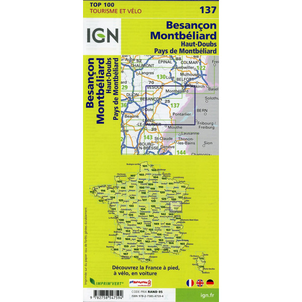 Besançon. Montbéliard 1 : 100 000 - Wanderkarte