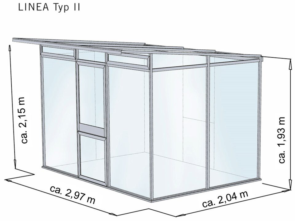 KGT Gewächshaus Linea II, BxTxH: 297 x 204 x 215 cm, 10 mm Wandstärke