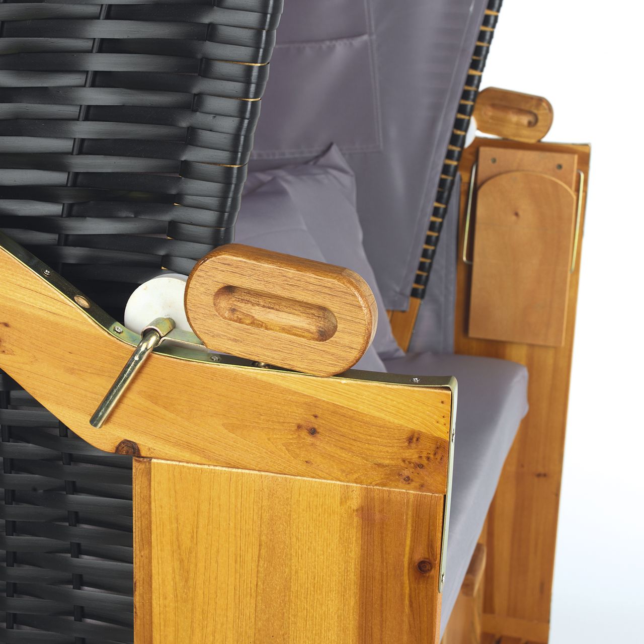 Hoberg Strandkorb 2-Sitzer, 120 x 80 x 160cm, Grau / Braun